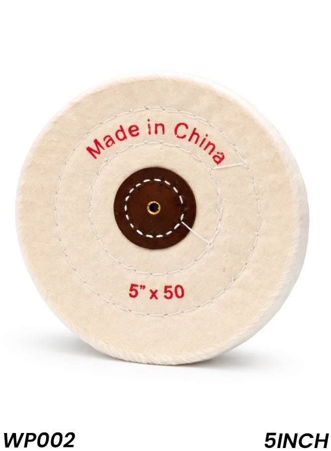 5 Inch Cotton Polishing Buffing Wheel 50 Ply with Metal Center for Bench Grinder Jewelry Metal Finishing - WP002 - Image 1